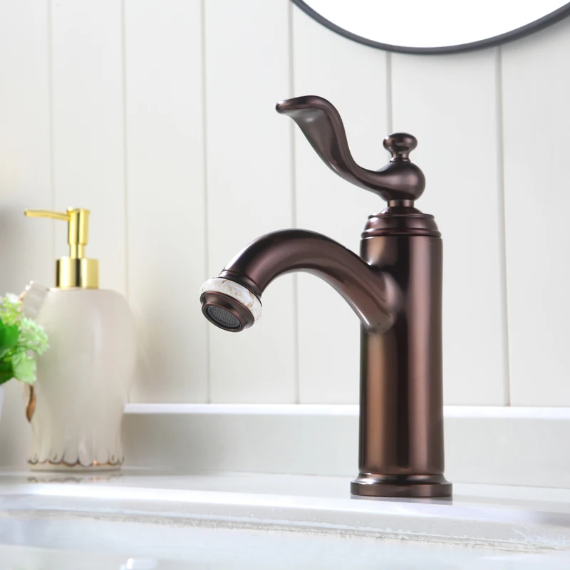 Classic solid brass antique brown bathroom sink faucet European style art basin mixer faucet- | Basin Faucets