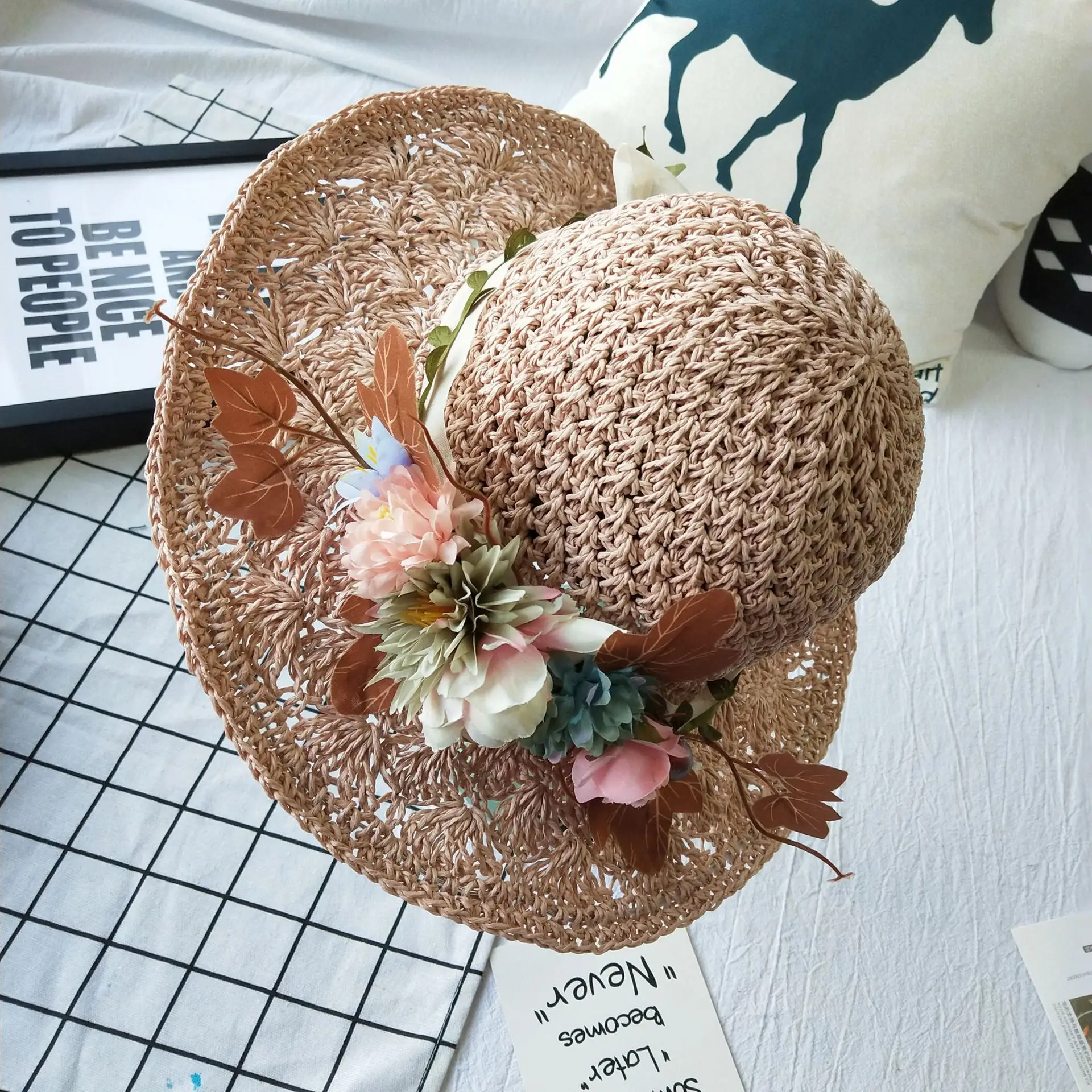Foldable handmade cap female bow flower summer sunshade straw hat holiday beach fisherman cap 2MZ77
Foldable handmade cap female bow flower summer sunshade straw hat holiday beach fisherman cap 2MZ77