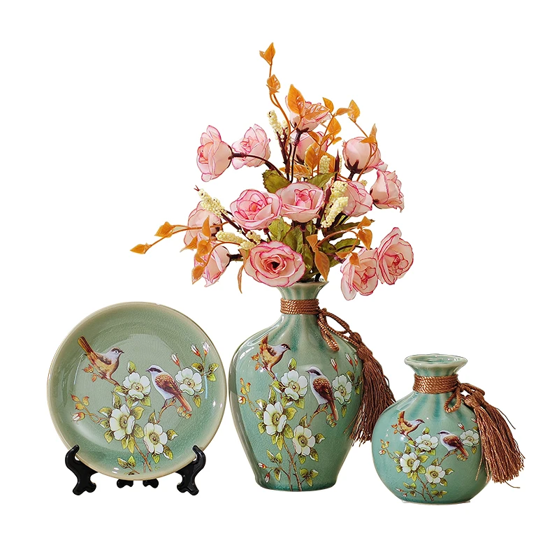 3pcs/Set Chinese Style Ceramic Vase Curio Shelves Set Wedding Flower Pot Tabletop Crafts Creative Home Decoration Accessories
3pcs/Set Chinese Style Ceramic Vase Curio Shelves Set Wedding Flower Pot Tabletop Crafts Creative Home Decoration Accessories