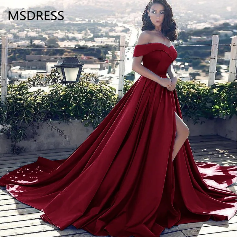 Elegant Hot Sell Ball Gown Off-the-Shoulder Court Train Women Formal Evening Gown Blue Satin Prom Dress Split vestido formatura
Elegant Hot Sell Ball Gown Off-the-Shoulder Court Train Women Formal Evening Gown Blue Satin Prom Dress Split vestido formatura