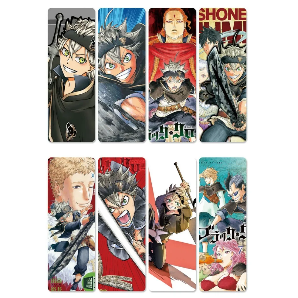 8pcs Anime Black Clover Bookmarks Waterproof Transparent PVC Plastic Bookmark Beautiful Book Marks Gift | Этикетки индексы и