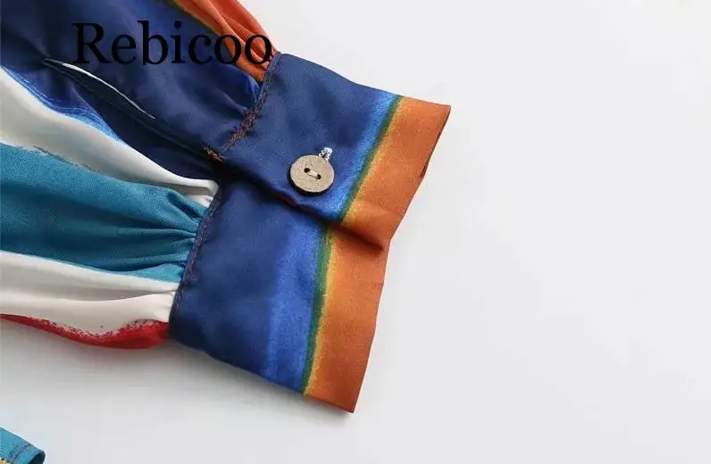 2019 Women's new front double-breasted closure V-neck long-sleeved belt striped blouse
2019 Women's new front double-breasted closure V-neck long-sleeved belt striped blouse
