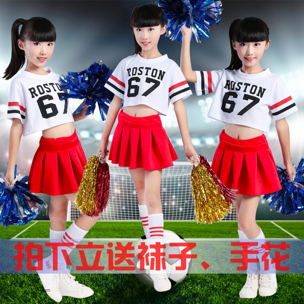 New children's cheerleading costumes female jazz hip hop dance long sleeves dew tutu suit performance clothing | Тематическая
