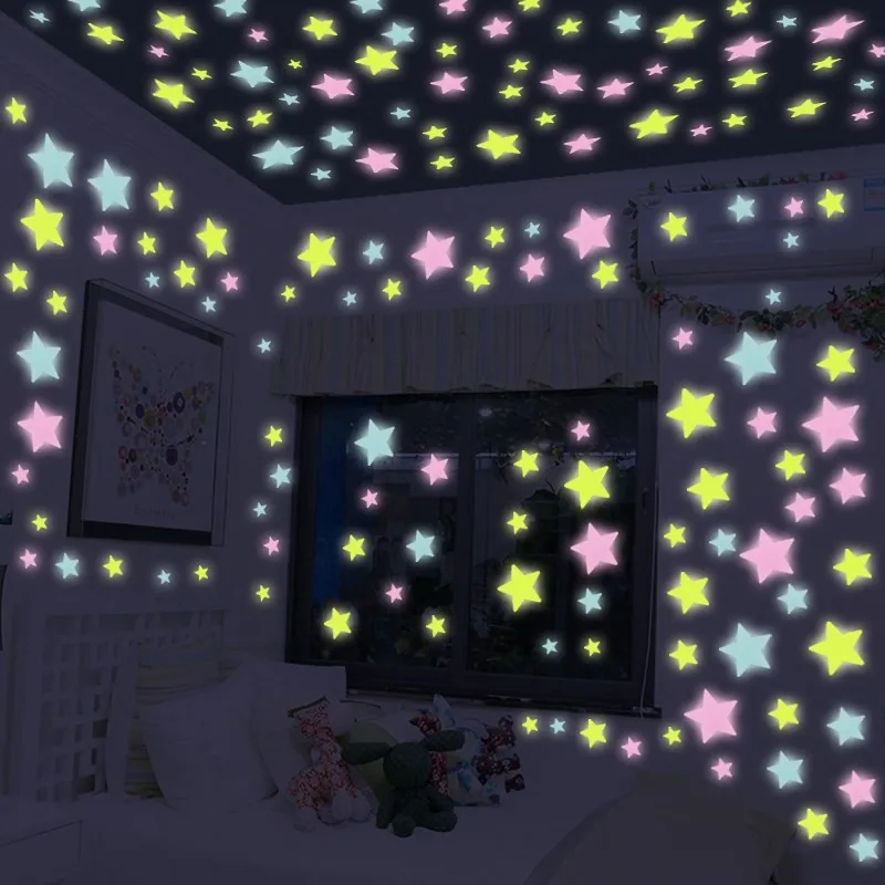 Hot 100 pcs. 3D stars glow in the dark Luminous on Wall Stickers for Kids Room living room Wall Decal Home Decoration poster
Hot 100 pcs. 3D stars glow in the dark Luminous on Wall Stickers for Kids Room living room Wall Decal Home Decoration poster