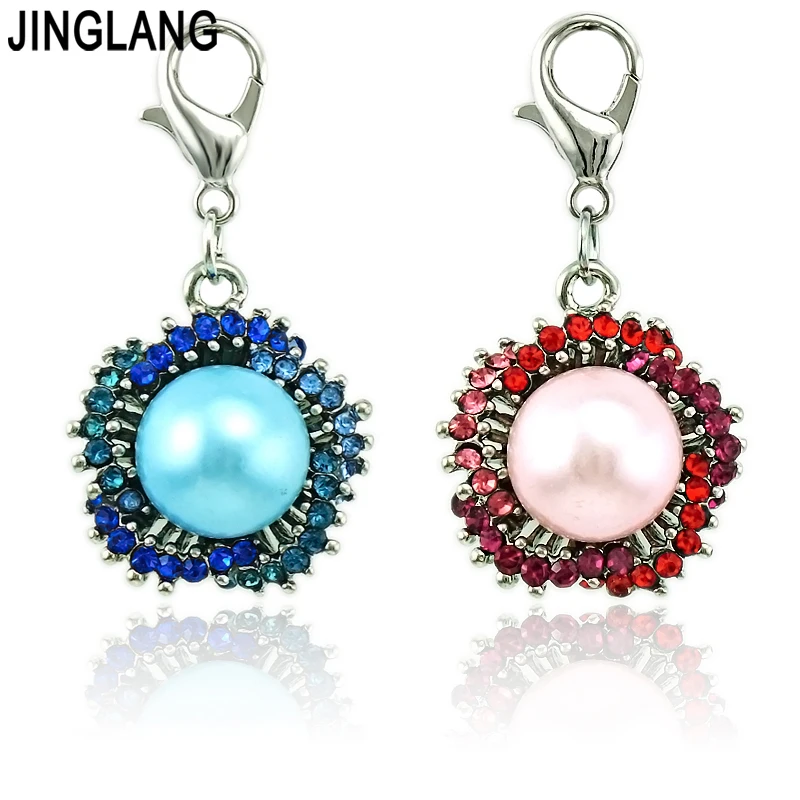 JINGLANG Classic Flower Lobster Clasp Charms Multi Color Rhinestone Pearl Pendants DIY Charms For Jewelry Making Accessories
JINGLANG Classic Flower Lobster Clasp Charms Multi Color Rhinestone Pearl Pendants DIY Charms For Jewelry Making Accessories