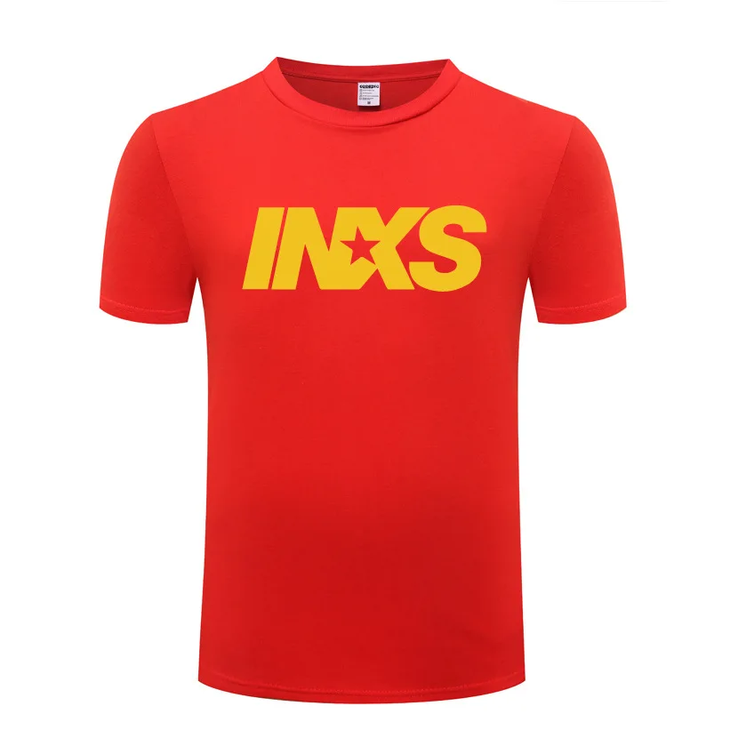 В стиле панк-рок INXS футболки для мужчин в хип-хоп с круглым вырезом и короткими