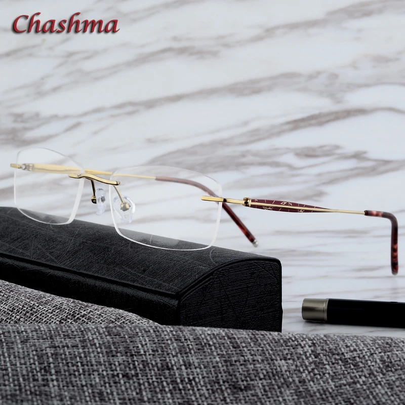 Chashma Rimless Glasses Titanium Frame Luxurious Eyewear Men Simple Design Gold Eyeglass Glasses Frame Purple Eyewear for Women
Chashma Rimless Glasses Titanium Frame Luxurious Eyewear Men Simple Design Gold Eyeglass Glasses Frame Purple Eyewear for Women