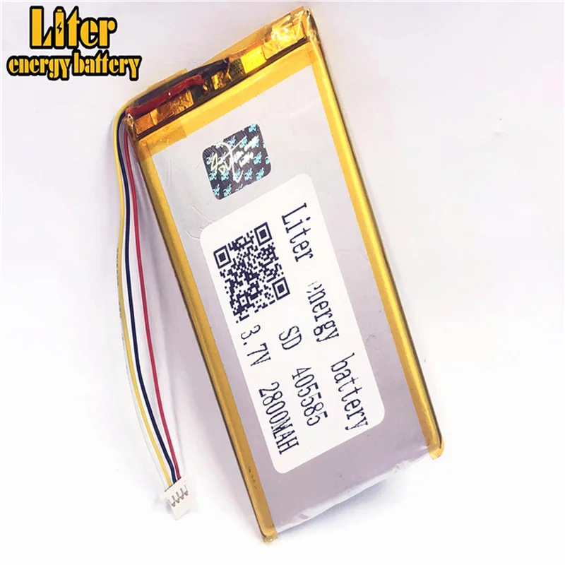 Plug 1.0- 4P 3.7V 405585 2800mAh 3.7V Lithium Polymer Battery Cells Rechargeable Li-polymer Battery tablet pc 7 inch
Plug 1.0- 4P 3.7V 405585 2800mAh 3.7V Lithium Polymer Battery Cells Rechargeable Li-polymer Battery tablet pc 7 inch