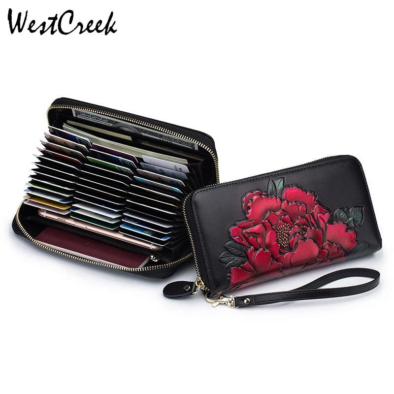 WESTCREEK Brand RFID Women Hand Painted Peony Long Wallets Lady Cow Leather Card Holder Passport Coin Pocket Wrist Strap Clutch
WESTCREEK Brand RFID Women Hand Painted Peony Long Wallets Lady Cow Leather Card Holder Passport Coin Pocket Wrist Strap Clutch