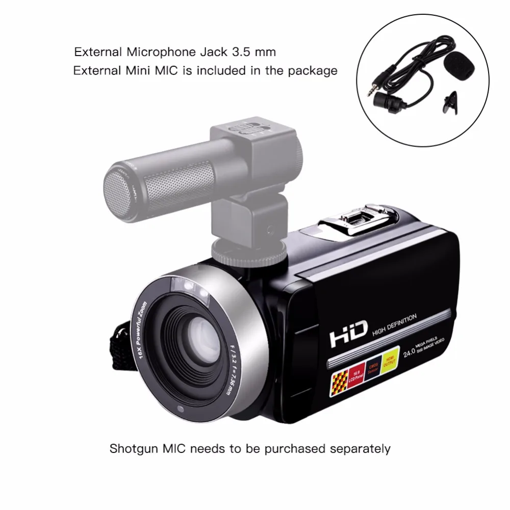 Marvi видеокамера с микрофоном Ночное видение Камера FullHD 24.0mp 1080 P веб камера 3