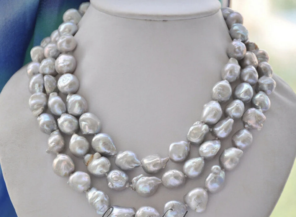 Free Shipping 3Strands 18 10mm gray Baroque Fresh water Pearl Necklace earring gift
Free Shipping 3Strands 18 10mm gray Baroque Fresh water Pearl Necklace earring gift