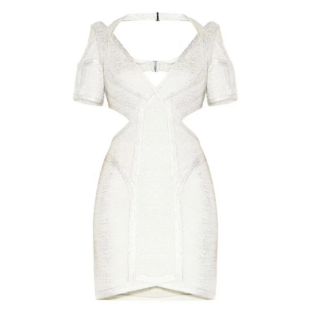 white color halter short sleeve 2020 elastic knitted sexy ladies cut out new fashion mini bandage dress
white color halter short sleeve 2020 elastic knitted sexy ladies cut out new fashion mini bandage dress