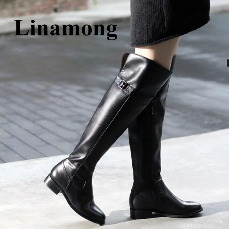 Winter Newest Fashion Over The Knee Round Toe Flat Heel Buckle Desgin Long Boots Side Zipper Two Color High Quality Women Boots
Winter Newest Fashion Over The Knee Round Toe Flat Heel Buckle Desgin Long Boots Side Zipper Two Color High Quality Women Boots