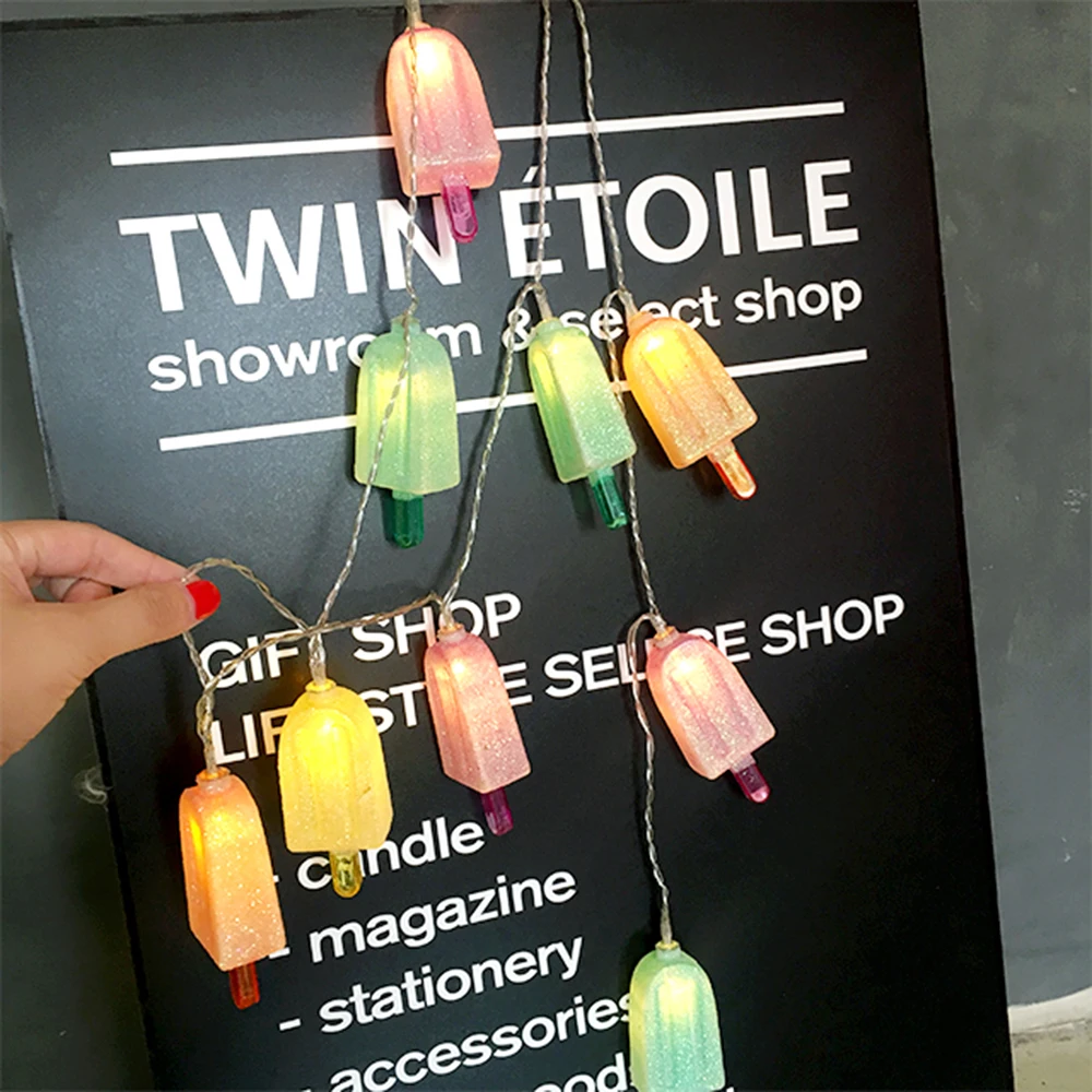 10 LED String Light Fairy Ice Cream Garland Battery Powered Outdoor Garden Wedding Party Decorative Summer Holiday Lighting JQ 
10 LED String Light Fairy Ice Cream Garland Battery Powered Outdoor Garden Wedding Party Decorative Summer Holiday Lighting JQ