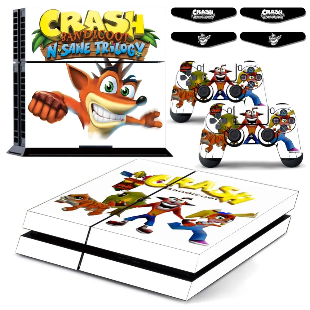 Crash Bandicoot N Sane Trilogy PS4 Vingl Skin Decal Sticker for Playstation 4 Console & Play Station Controller LED Light Bar |