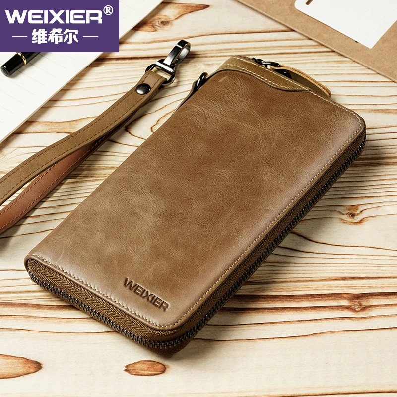 WEIXIER Men's Leather Wallet Retro Long Men's Clutch Bag Brand Business Casual Single Zipper Wallet Card Holder Men's Bag Purse 
WEIXIER Men's Leather Wallet Retro Long Men's Clutch Bag Brand Business Casual Single Zipper Wallet Card Holder Men's Bag Purse