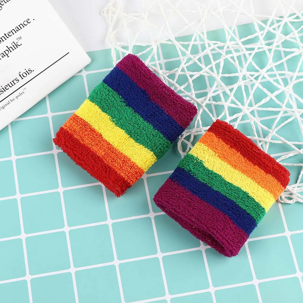 Breathable Warm Bracers Rainbow Color Soft Cotton Wrap Hand Badminton Running Fitness Men Women Wristband 
Breathable Warm Bracers Rainbow Color Soft Cotton Wrap Hand Badminton Running Fitness Men Women Wristband