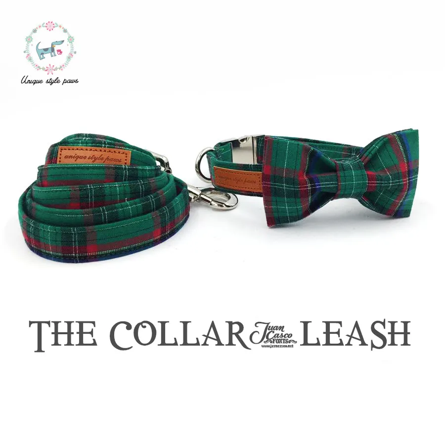 Dog Collar and Leash Set with Bow Tie Fashion Dark Green Plaid Metal Buckle Dog&Cat Necklace and Dog Leash Pet Accessories
Dog Collar and Leash Set with Bow Tie Fashion Dark Green Plaid Metal Buckle Dog&Cat Necklace and Dog Leash Pet Accessories