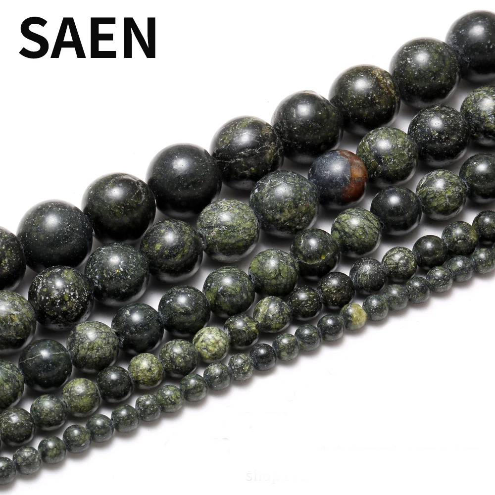 SAEN Wholesale Natural Green Stone Beads Diameters 4/6/8/10/12mm DIY Green stripe Mesh texture pattern Beads For Jewelry Making
SAEN Wholesale Natural Green Stone Beads Diameters 4/6/8/10/12mm DIY Green stripe Mesh texture pattern Beads For Jewelry Making