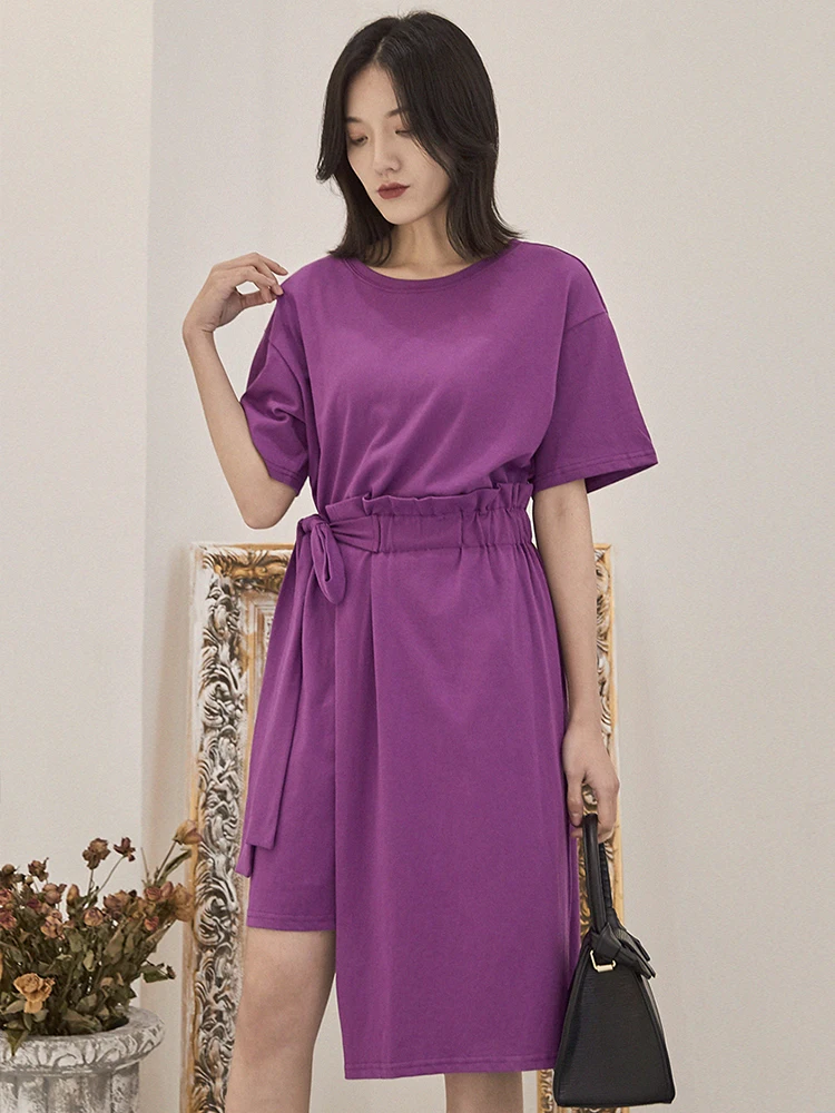 Oukytha женские платья корейская мода с коротким рукавом 100% хлопок летнее платье 2019