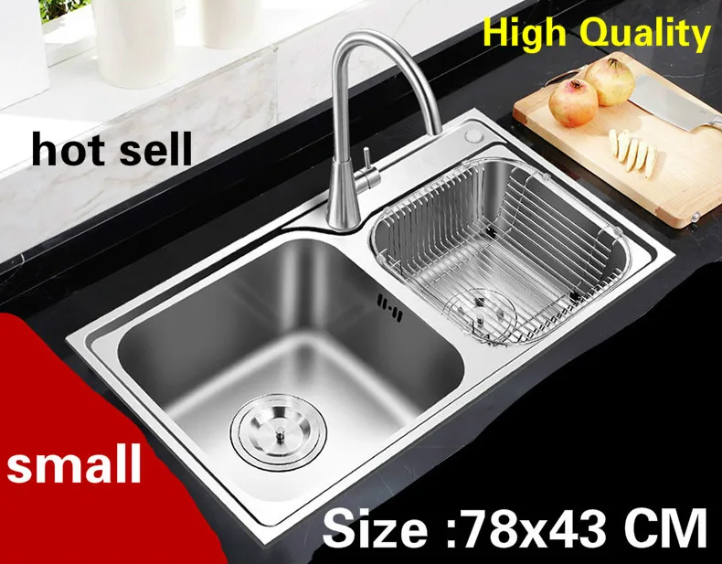 

Free shipping Apartment kitchen double groove sink do the dishes 304 stainless steel high quality hot sell 780x430 MM