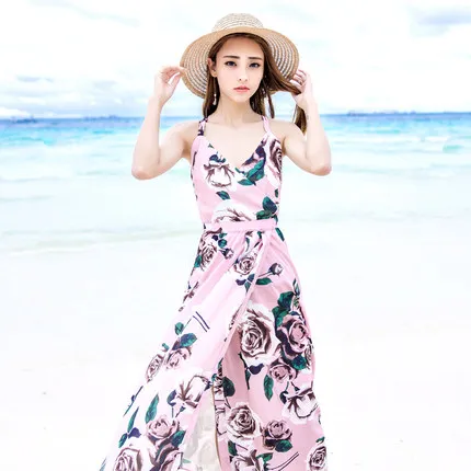 Fashion dress Female summer New High quality Open back sling lotus chiffon dress bohemian dress seaside holiday beach dress
Fashion dress Female summer New High quality Open back sling lotus chiffon dress bohemian dress seaside holiday beach dress
