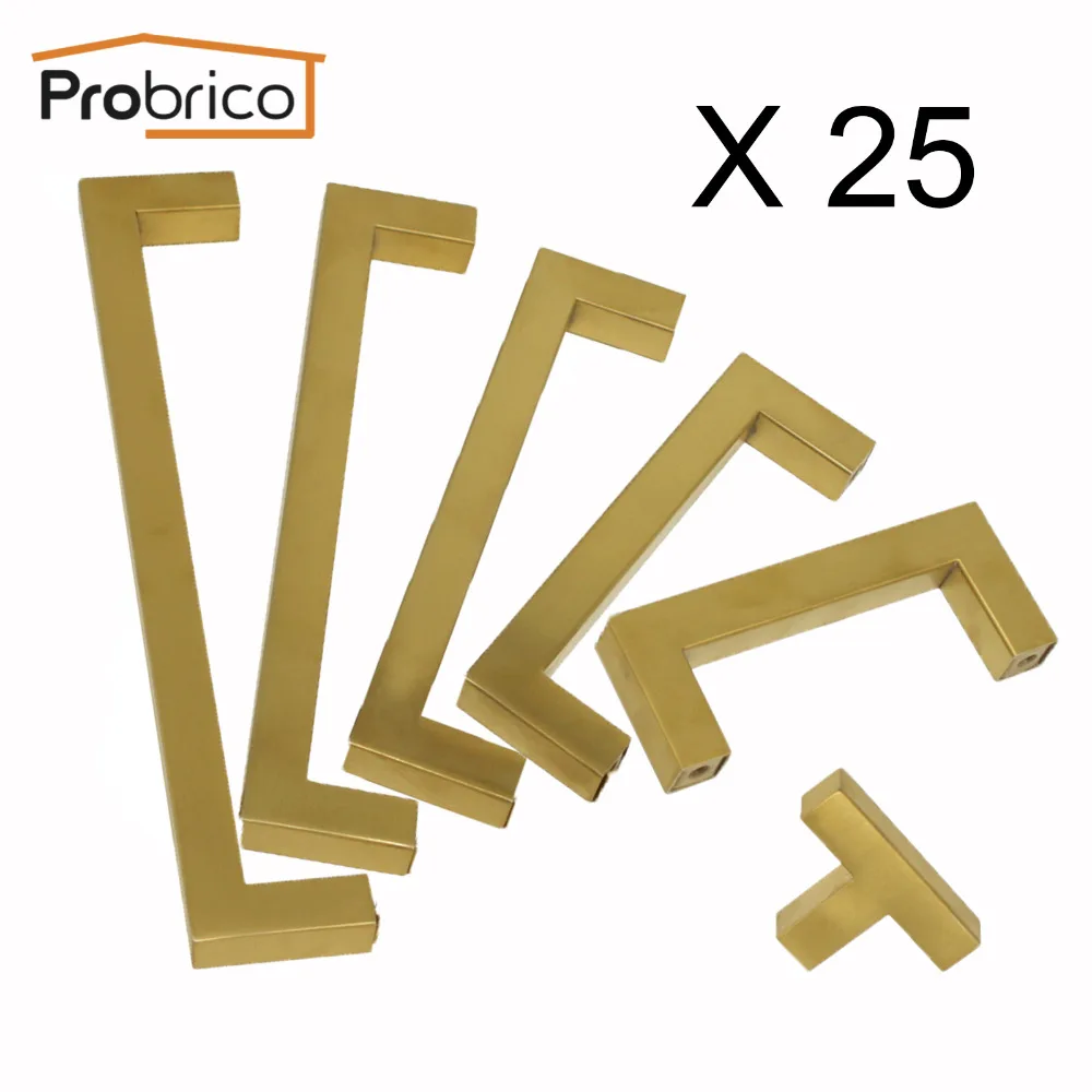 Probrico 25PCS Kitchen Cupboard Handles And Knobs Golden Brass Cabinet Door Wardrobe Pulls 12mm Square Bar Furniture Hardware
Probrico 25PCS Kitchen Cupboard Handles And Knobs Golden Brass Cabinet Door Wardrobe Pulls 12mm Square Bar Furniture Hardware