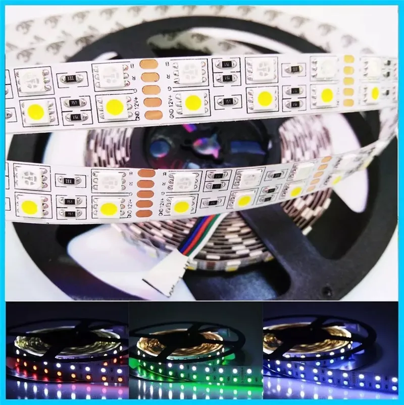 DC 5 м 24 В двухрядная RGBW Светодиодная лента 12 RGB + белый/теплый белый гибкий