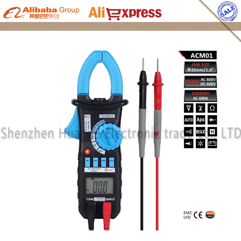 Bside ACM01 Counts Auto Range 600A Digital Electrician Clamp Meter Multimeter AC DC Voltmeter Ammeter Resistance Meter Tester
Bside ACM01 Counts Auto Range 600A Digital Electrician Clamp Meter Multimeter AC DC Voltmeter Ammeter Resistance Meter Tester