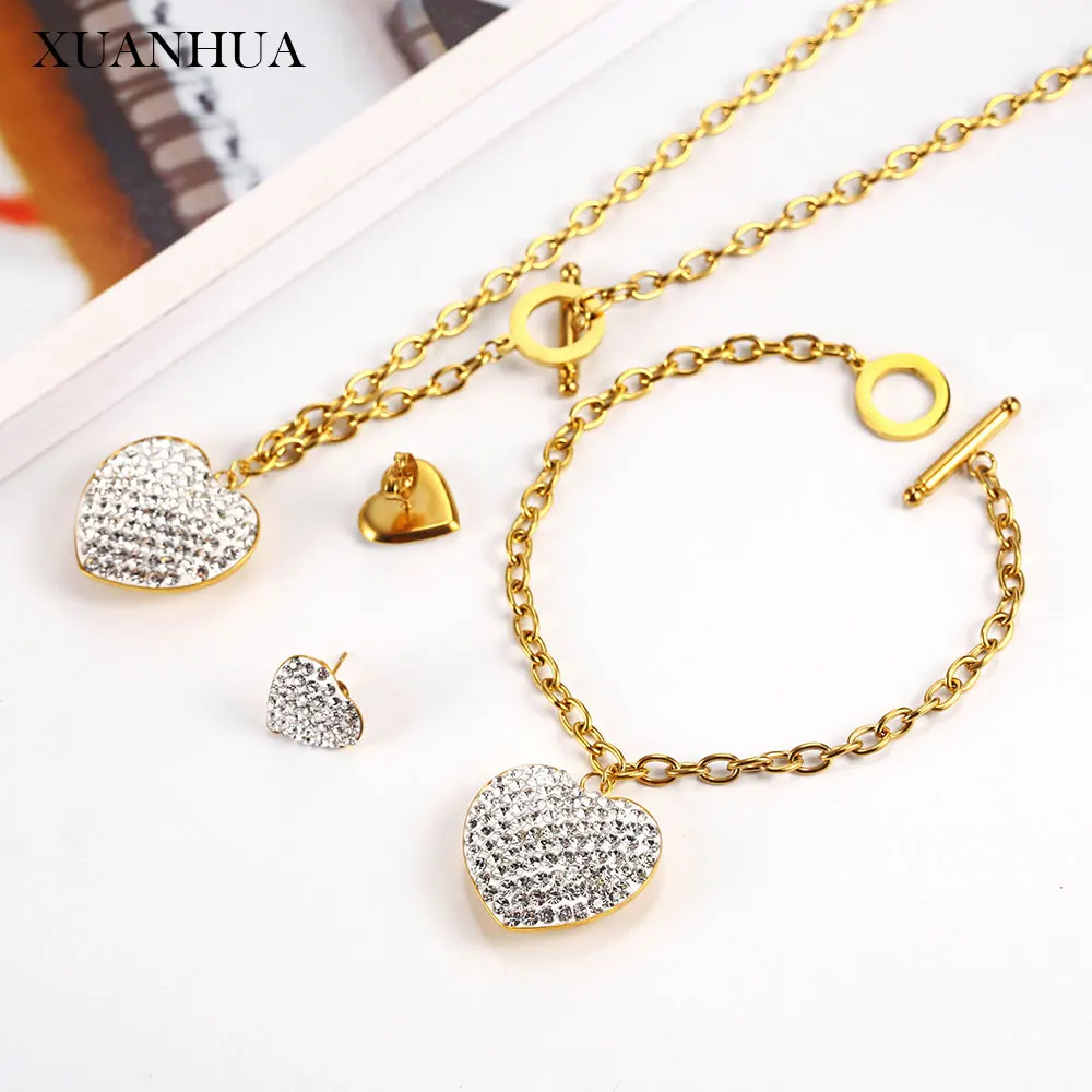 XUANHUA Stainless steel jewelry sets Heart Charm Necklace earrings bracelet set Accessories Women Fashion 2019 Mass Effect
XUANHUA Stainless steel jewelry sets Heart Charm Necklace earrings bracelet set Accessories Women Fashion 2019 Mass Effect