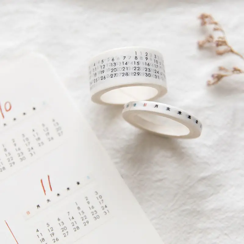Винтажный черный и белый календарь лента для декорации Washi DIY Скрапбукинг