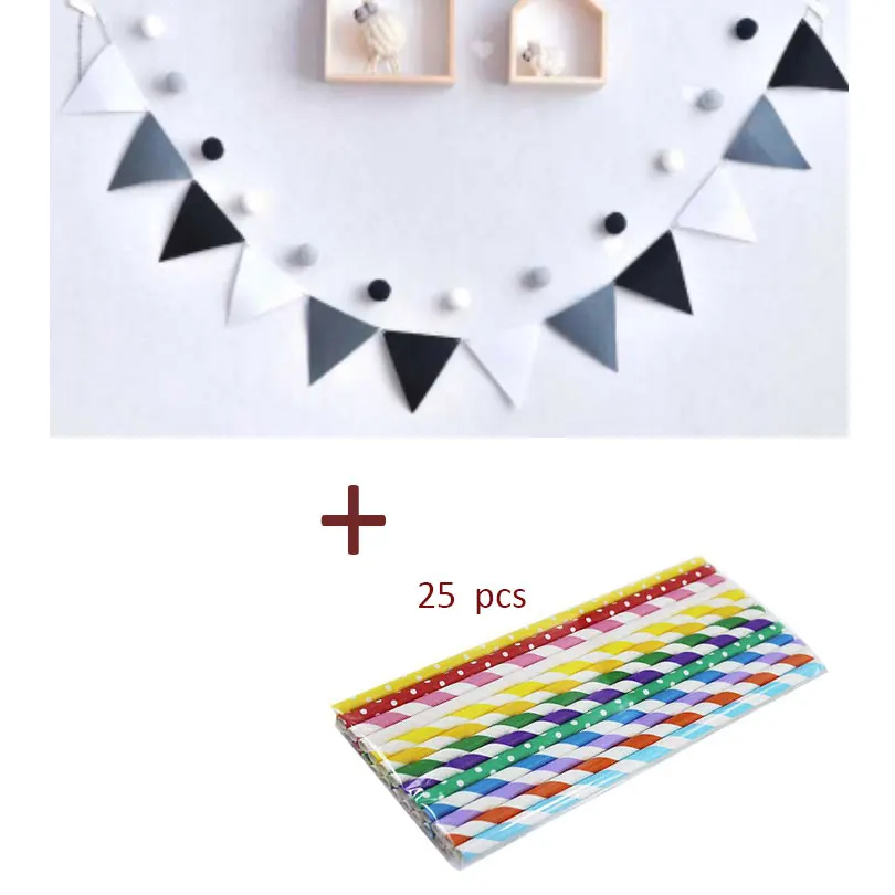 12 Grey Black White Bunting Banner + 25 pcs straws Wedding/Valentine's day/birthday party Flags Hang Garland Decoration Supplies
12 Grey Black White Bunting Banner + 25 pcs straws Wedding/Valentine's day/birthday party Flags Hang Garland Decoration Supplies