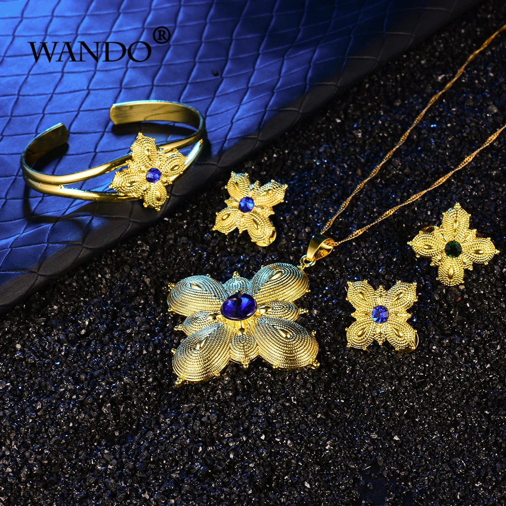 WANDO Big Ethiopian Gold Color Women Jewelry Sets With Ethiopian Handmade Chain Bangle Earing Ring Necklace Eritrea Items s135
WANDO Big Ethiopian Gold Color Women Jewelry Sets With Ethiopian Handmade Chain Bangle Earing Ring Necklace Eritrea Items s135