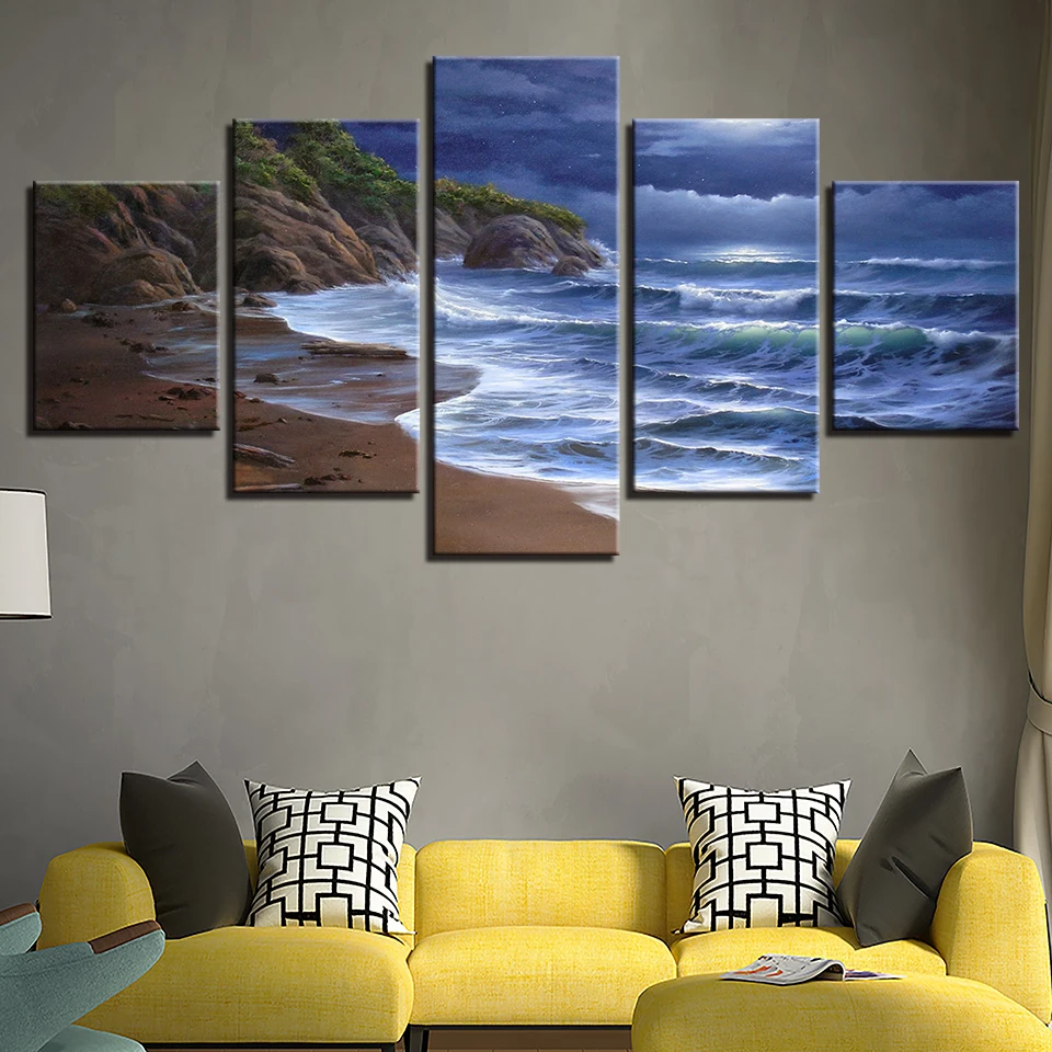 Canvas Paintings Living Room Wall Art Framework HD Prints 5 Pieces Sea Wave Nightscape Pictures Beach Seascape Poster Home Decor
Canvas Paintings Living Room Wall Art Framework HD Prints 5 Pieces Sea Wave Nightscape Pictures Beach Seascape Poster Home Decor