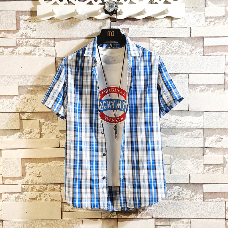 casual shirt short sleeve plaid men shirts fashion streetwear turn-down collar mens top red blue green size M to 5xl
casual shirt short sleeve plaid men shirts fashion streetwear turn-down collar mens top red blue green size M to 5xl