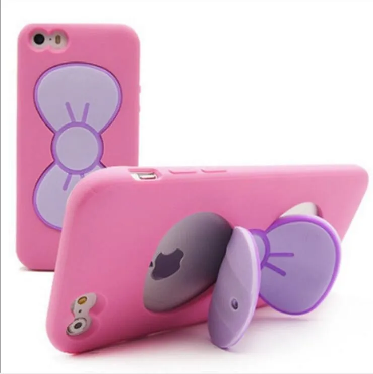 Новинка чехол для телефона с держателем iPhone 6 6S Plus 3D из ТПУ кронштейн бантом