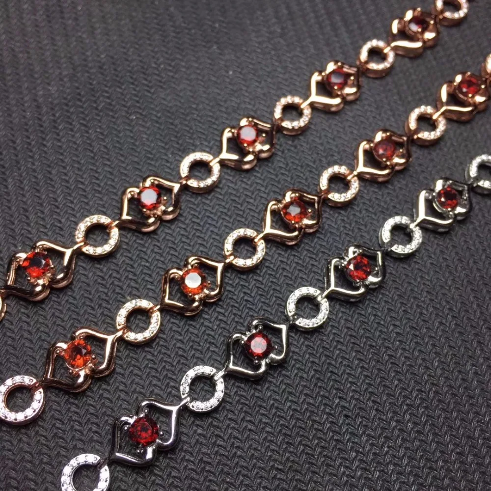 Natural garnet bracelet 925 silver inlay unique style can be adjusted in size. Woman stone | Украшения и аксессуары