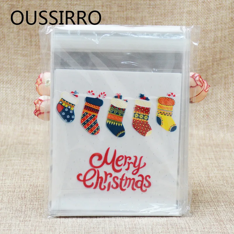 2020 50 шт в наборе красочные рождественские носки печений пластмассовая упаковка