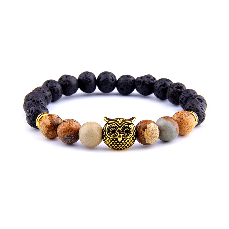 Vinswet Owl Charm Bracelet Natural Stone Beads Bracelets for Women Men friendship couple bracelet bulk Jewelry gift charm yoga | Украшения