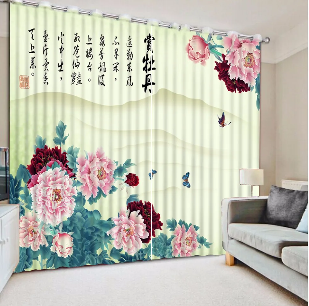 3D занавески с цветами и бабочками для фотографий затемненные на заказ|blackout curtains|3d