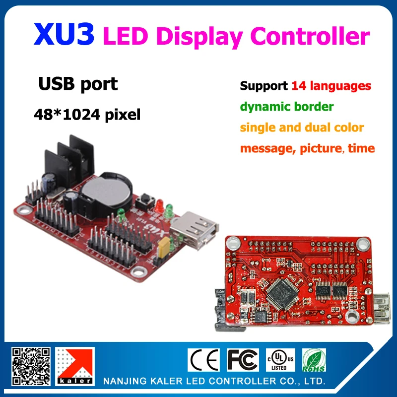 Scrolling message led display controller usb port XU3 display controller support 1024x48pixel and dynamic border, multi-language
Scrolling message led display controller usb port XU3 display controller support 1024x48pixel and dynamic border, multi-language