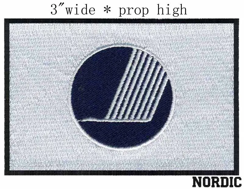 Nordic Council Flag 3" wide shipping/white circle label/clothing dandified /blue patch
Nordic Council Flag 3" wide shipping/white circle label/clothing dandified /blue patch