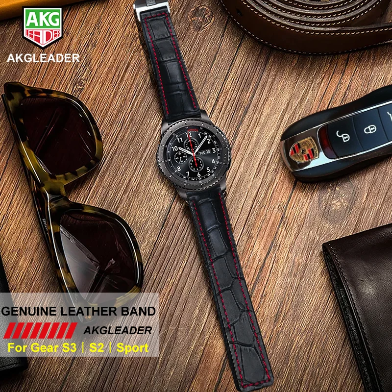 Ремешок для часов AKGLEADER 20-22 мм браслет из натуральной кожи Samsung Gear S3 S2 Huawei Watch 2P Huami