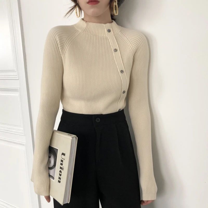 Chic O-neck Single Breasted Knitted Sweater Women Winter Thick Stretch Knitted Pullovers Female Jumper Skinny Sweater
Chic O-neck Single Breasted Knitted Sweater Women Winter Thick Stretch Knitted Pullovers Female Jumper Skinny Sweater