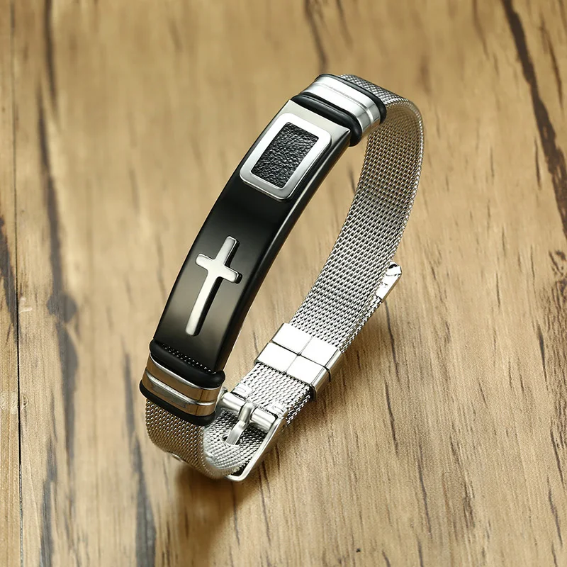 Length Adjustable Strap Bracelets for Man Women Watch Band Style Stainless Steel Net Band Christian Cross Prayer Male Jewelry
Length Adjustable Strap Bracelets for Man Women Watch Band Style Stainless Steel Net Band Christian Cross Prayer Male Jewelry