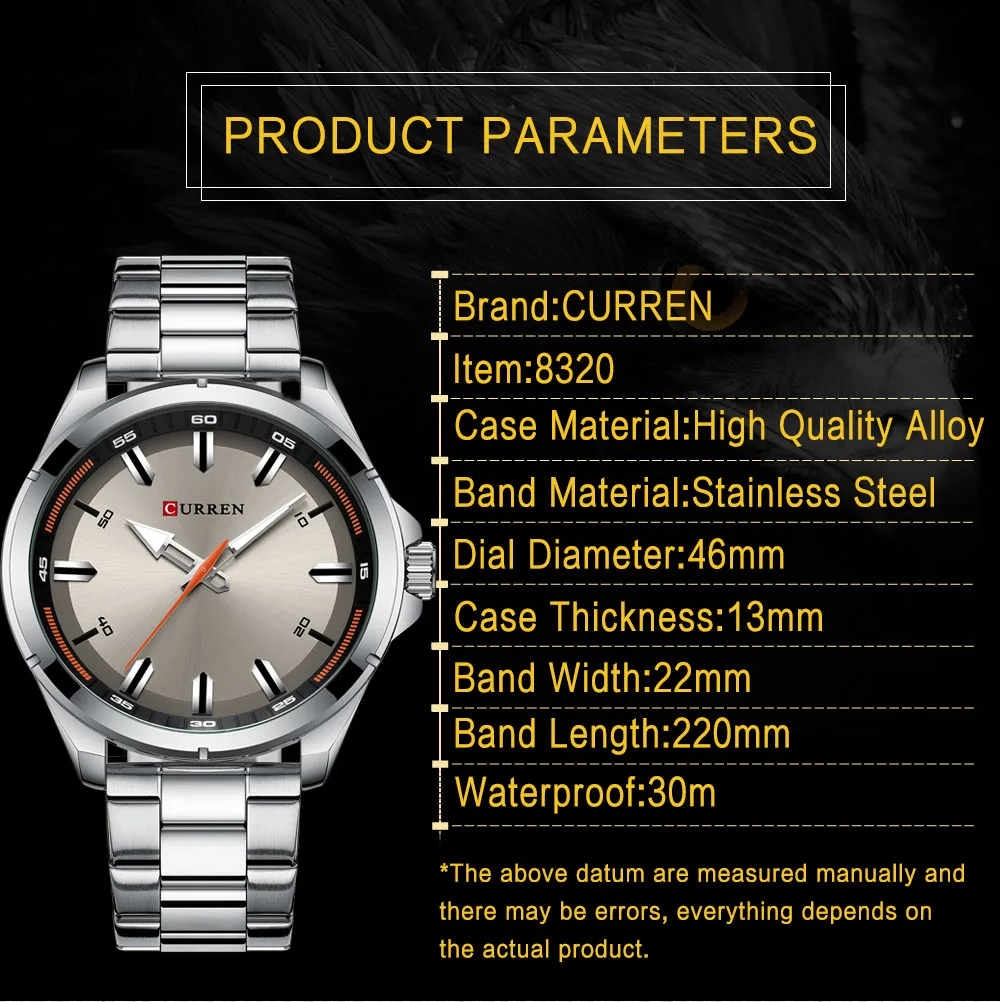 CURREN Fashion Watch Dial Quartz Business Watch Silver Waterpoof Wristwatch Stainless Steel Men Watch Clock Hombre
CURREN Fashion Watch Dial Quartz Business Watch Silver Waterpoof Wristwatch Stainless Steel Men Watch Clock Hombre
