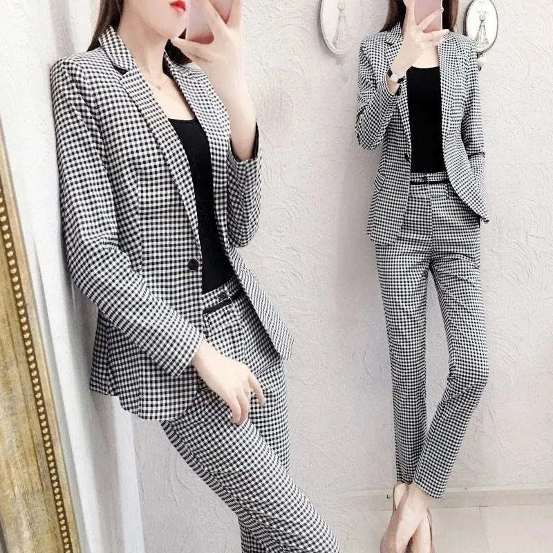 Occupational 2 Piece Set Women Plaid Woman Suit Ol Ensemble Femme Deux Pieces Office Lady Conjunto Feminino Top&pants Set
Occupational 2 Piece Set Women Plaid Woman Suit Ol Ensemble Femme Deux Pieces Office Lady Conjunto Feminino Top&pants Set