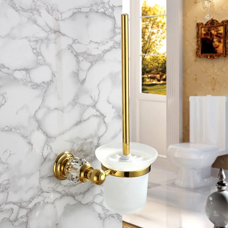 Luxury gold Brass Toilet brush holder with glass cup High-quality Bathroom hardware accessories
Luxury gold Brass Toilet brush holder with glass cup High-quality Bathroom hardware accessories