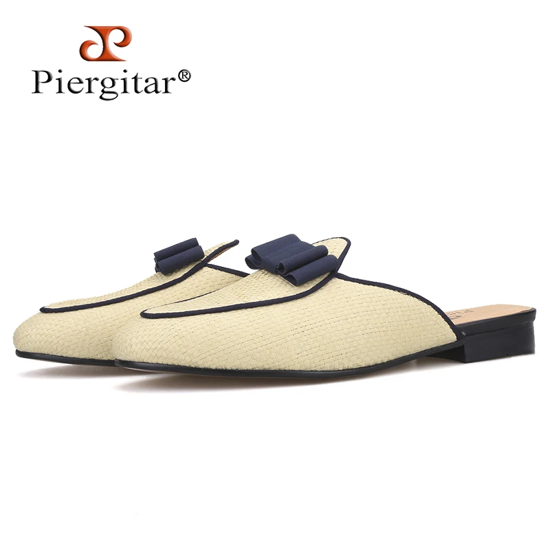 Piergitar/2019 мужские мюли ручной работы с бантом-бабочкой; Модные мужские лоферы вечерние и показов; Мужские шлепанцы с кожаной стелькой