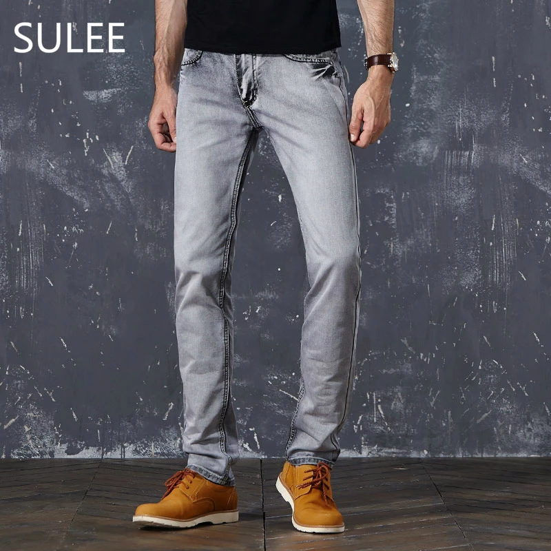 

Sulee Brand Hot Sale Basic Classic Mens Casual Slim Jeans Men Washed Stretch Denim Quality Fit Loose Waist Jeans For Jean